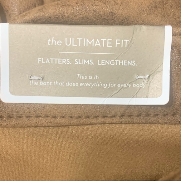 Chico's size 1 M8 Worn Luggage Pants Faux Knit Suede Faux Leather Brown - Picture 8 of 10